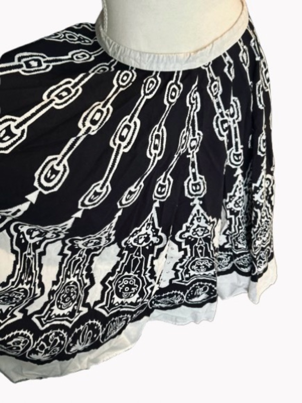 Vintage Y2K 90s 100% Cotton Tie Midi Skirt Sequins Boho Cottage Bohemian Floral